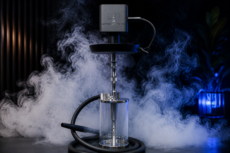 Modern electric hookah producing dense vapor clouds
